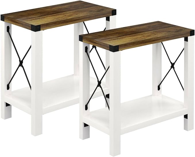 GAZHOME Farmhouse End Table for Small Spaces, Narrow Side End Table by GAZHOME