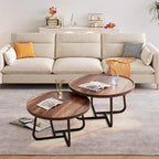 Round Nesting Coffee Table Set of 2, Mid Century Modern, Center - Image 3