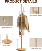 Muwuele Solid Wood Cactus Coat Rack, Freestanding Coat Rack - Image 6