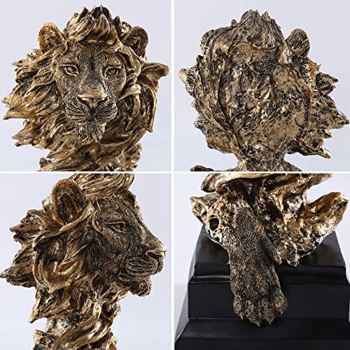 H&W Sandstone Lion Statue, The King of Beast, Collectible Figurines, Golden - Image 5