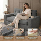 69" Corduroy Loveseat Sofa in a Box, High-Density Foam Couch, No Assembly - Image 5