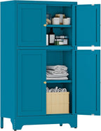 YAUWOH Blue Bathroom Floor Cabinet, Metal Storage Cabinet by YAUWOHFactoryOutletsColorfulMetalFurniture