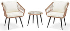 ECOTOUGE 3 Piece Wicker Patio Bistro Set, Outdoor Rattan Dining Set by ECOTOUGE