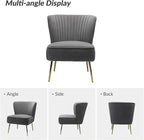 HULALA Home Velvet Accent Chair Set of 2, Modern Armless Upholstered Side Chair - Image 7