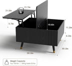 JOINICE Black Lift Top Coffee Table - Image 2