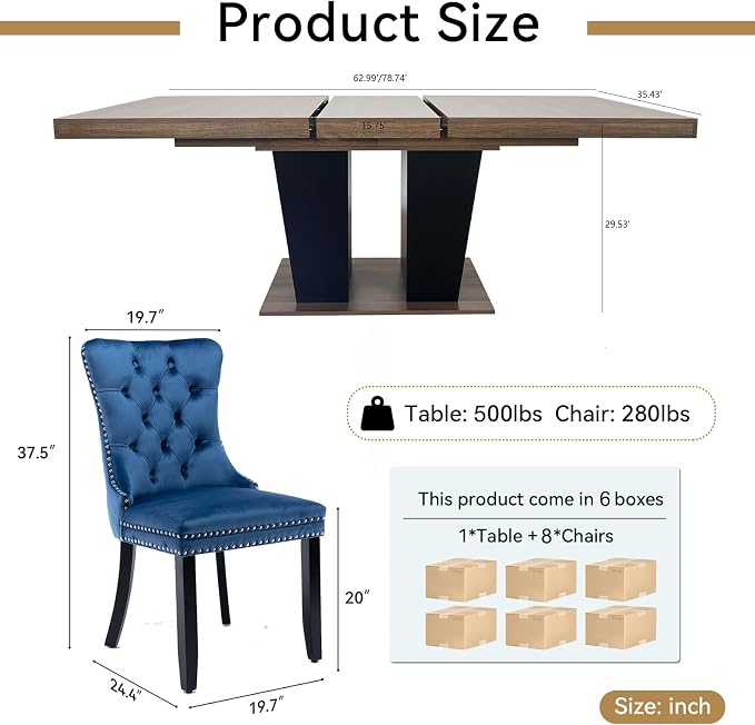 Henf 9 Pieces Extendable Dining Table Set - Image 7