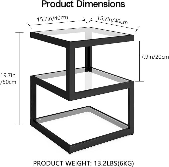 3-Tier Tempered Glass Side Table - Image 3