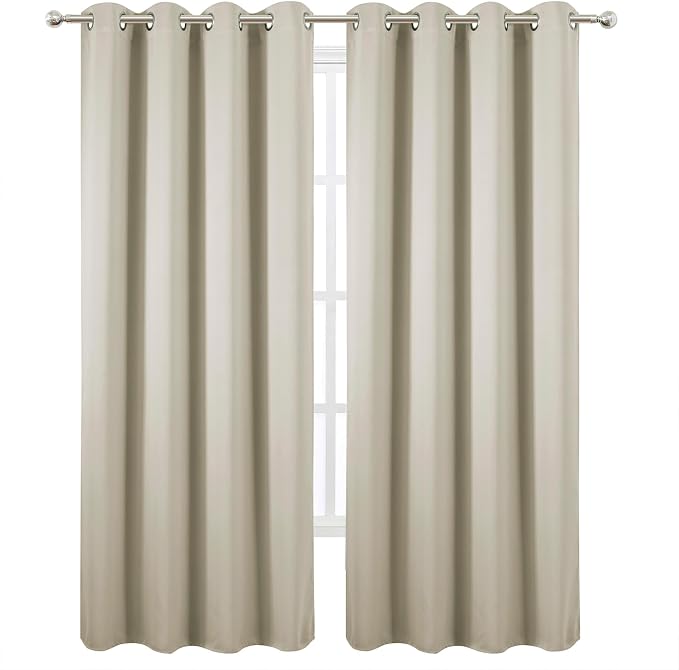Blackout Curtains 52 x 120 Inch Long Light Beige Curtains Set of 2 Panels Room - Image 2