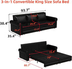 Faux Leather Sleeper Sofa Couch - Image 2