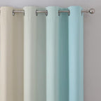 Aqua and Beige Ombre Blackout Curtains - Image 4