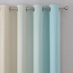 Aqua and Beige Ombre Blackout Curtains - Image 4