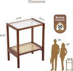 Tiita Rattan Side Table, Mid Century Nightstand, 2-Tier Bamboo Accent Bedside - Image 2