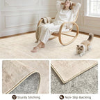 Round Area Rug Living Room: 8ft Washable Carpet Retro Beige | Vintage Boho - Image 7