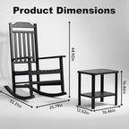 3 Piece Outdoor Rocking Bistro Set, Rocking Chairs Outdoor Furniture, Resin - Image 3