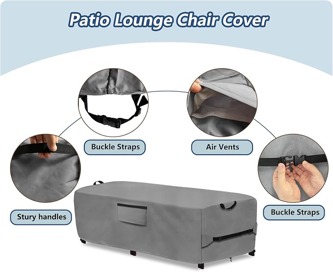 Waterproof Patio Lounge Chair Cover 2 Pack, Heavy Duty 600D Waterproof Outdoor - Image 3