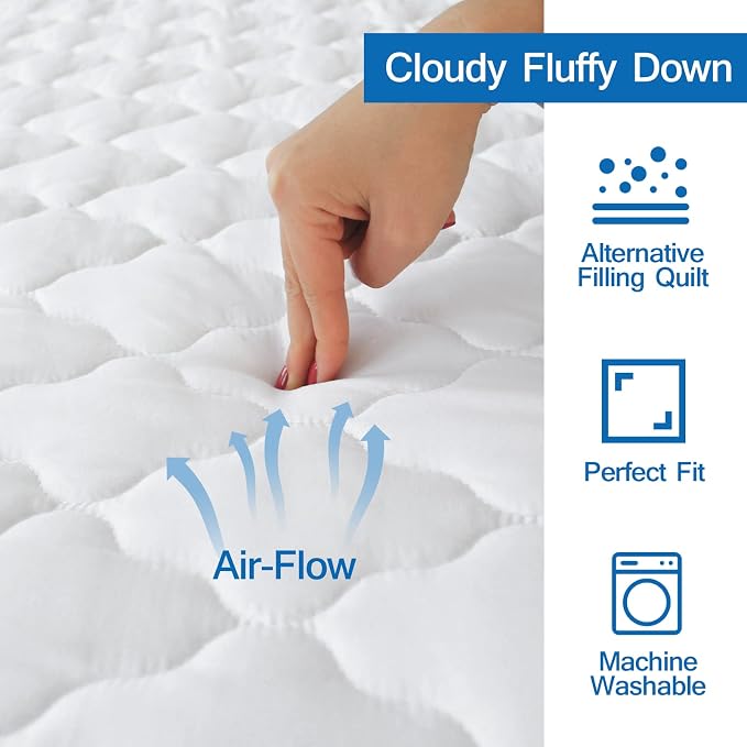 2 Pack Twin Mattress Pad Waterproof Mattress Protector, Quilted Twin Size - Image 3