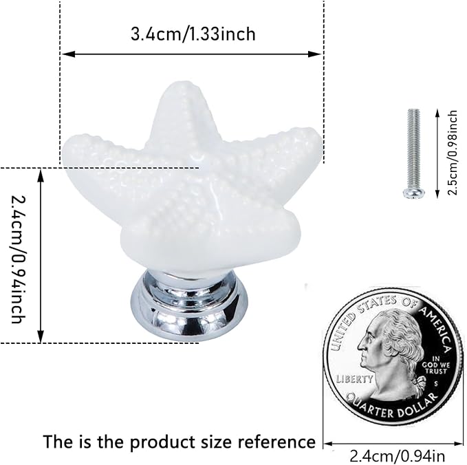 Starfish Drawer Knobs Coastal Kitchen Cabinet Knos Beach Themeb Knob Ceramic - Image 2