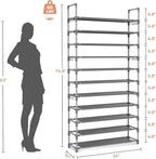 LANTEFUL 11 Tiers Tall Shoe Rack Holds 55 Pairs of Shoes - Image 3