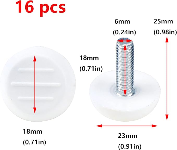 Antrader 16 Pack M6×18mm Furniture Lvelers, Table Leg Levelers, Levelling Foot - Image 2