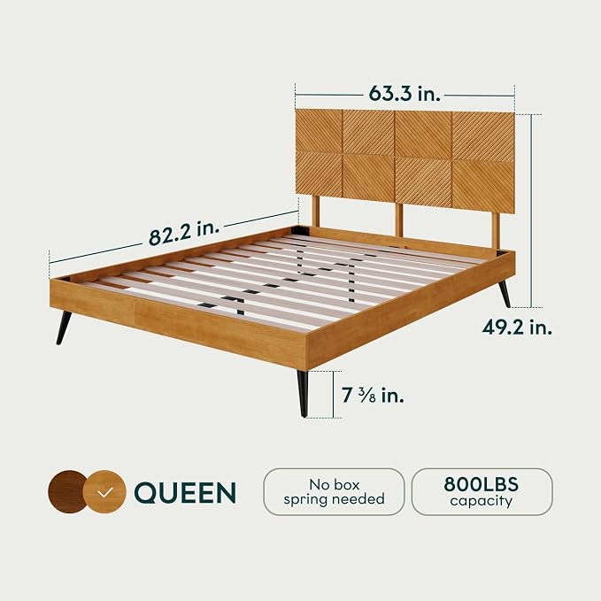 Bme Rhombus Queen Bed Frame – Solid Rubber Wood - Image 2