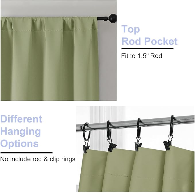 Simplebrand Ava Sage Green Blackout Curtains - Image 4