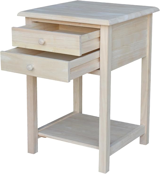 International Concepts, 25.6"H Rectangular Lamp/ End/ Side Table, 2 Drawers by InternationalConcepts