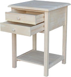 International Concepts, 25.6"H Rectangular Lamp/ End/ Side Table, 2 Drawers by InternationalConcepts
