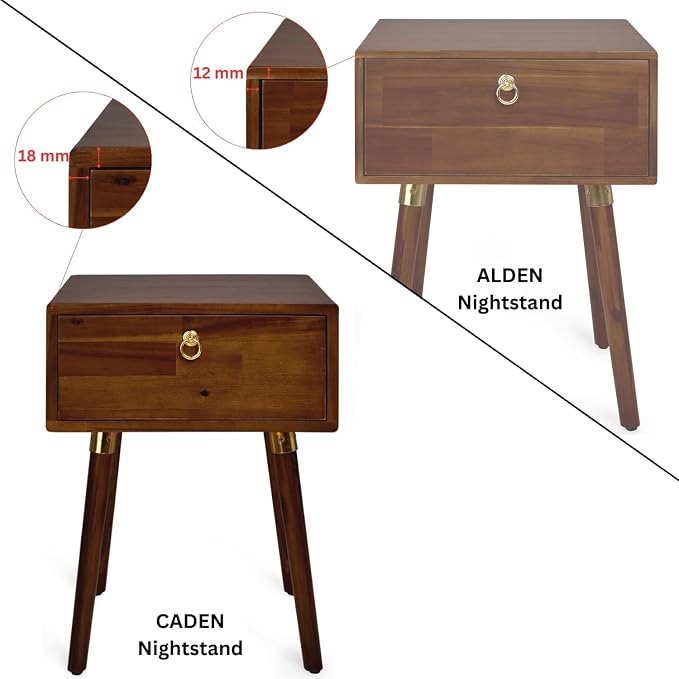 Bme Caden Solid Wood Nightstand/Side Table/End Table, Fully Assembled, - Image 7