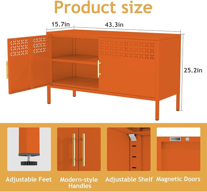 GDNVBRDS Metal Storage Cabinet, 2-Door Short Locker Cabinets - Image 2
