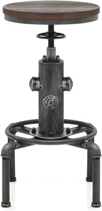 Topower Antique Vintage Industrial Barstool Solid Wood Water Pipe Fire Hydrant - Image 4