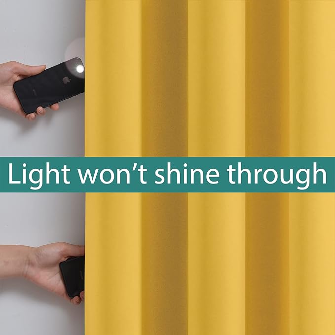 Yakamok Mustard Yellow Blackout Curtains 84 Inches Long 52" Wide 1 Panel | - Image 3