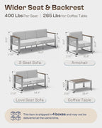 Aluminum Outdoor Patio Furniture Set, 7 Seats Outdoor Patio Conversation Sets - Image 6