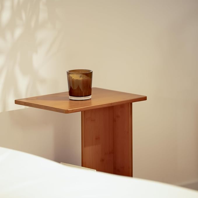 RECCI Solid Bamboo C-Shaped End Table Set of 2 - Image 7