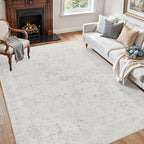 5x7 Area Rugs Living Room: Bedroom Washable Carpet Neutral Cream | Large - Image 3