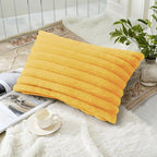 decorUhome Fall Faux Fur Throw Pillow Covers 12x20 Set of 2 Mustard Yellow | - Image 4