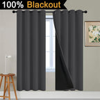 Yakamok Charcoal Grey 100% Blackout Curtains 72 Inches Long 52" Wide 2 PCS | - Image 2