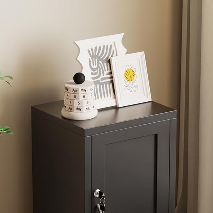ALBAD Metal Nightstand with Lockable Cabinet, Compact Mini Locker Bedside Table - Image 6