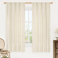 Semi Sheer Light Beige Linen Curtains 63 inch Length by LAMIT