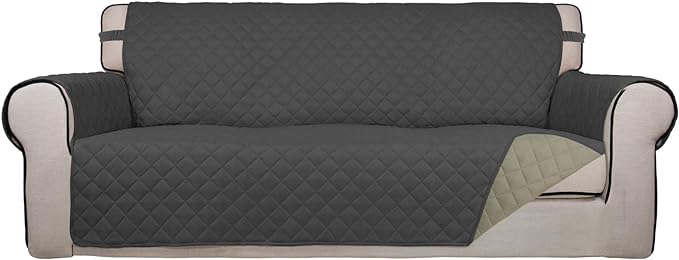 PureFit Reversible Quilted Sofa Cover, Water Resistant Slipcover Furniture by PureFit