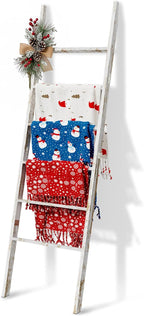 6-Tier Blanket Ladder Wooden, 5.7FT Blanket Quilt Towel Holder Rack Decorative - Image 8