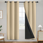 SimpleHome Beige 100% Blackout Curtains Room Darkening Living Room 72 Inch | by SimpleHome