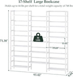Homykic Bamboo Bookshelf, 71” Tall Triple Wide Bookcase - Image 3