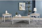 Pemberly Row 3-Piece Coastal Wood Coffee Table Set, Antique Pine and White - Image 2