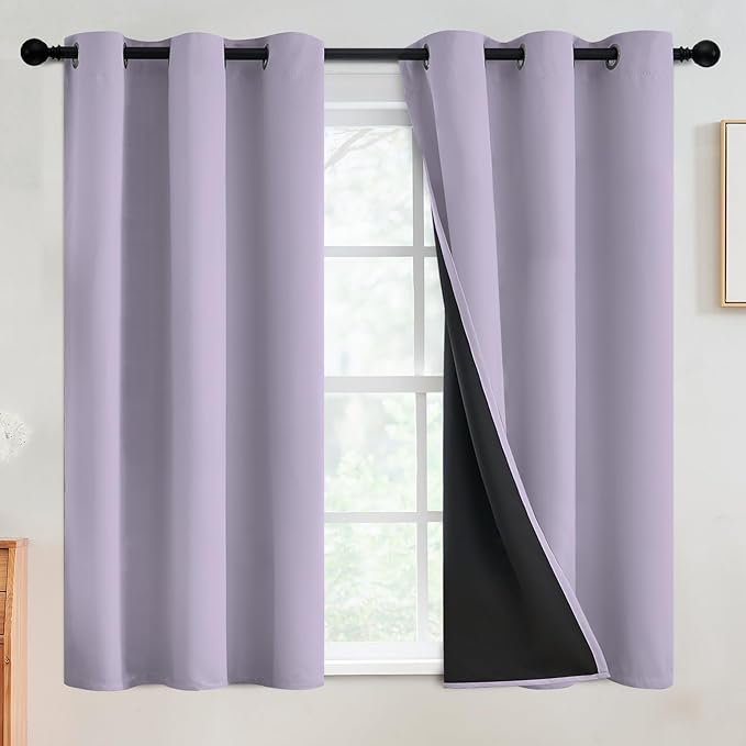SimpleHome Lilac 100% Blackout Curtains Room Darkening Living Room 54 Inch | by SimpleHome