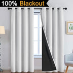 Yakamok Greyish White 100% Blackout Curtains 90 Inches Long, 2 Thick Layers | - Image 2
