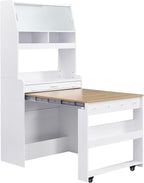 Spaco 2-in-1 Folding Dining Table and Buffet Cabinet Set, Compact Pull-Out - Image 9