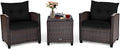 COSTWAY 3PCS Patio Furniture Set, PE Rattan Wicker Sofa w/Washable Cushion and by COSTWAY