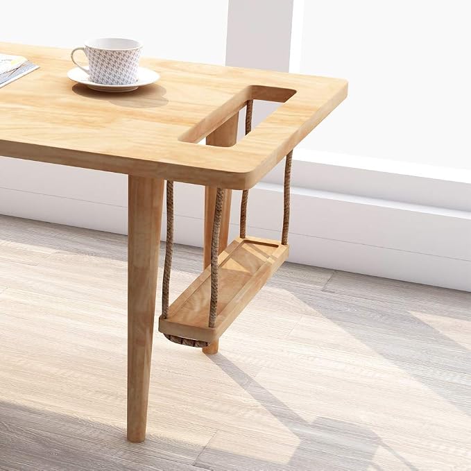 WoodShine Mid Century Modern Mini-Swing Wooden Coffee/Tea Table, Real Solid - Image 7