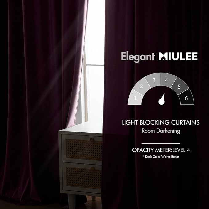 MIULEE Dark Purple Velvet Curtains 52x84 inches Luxury Blackout Curtains | - Image 5