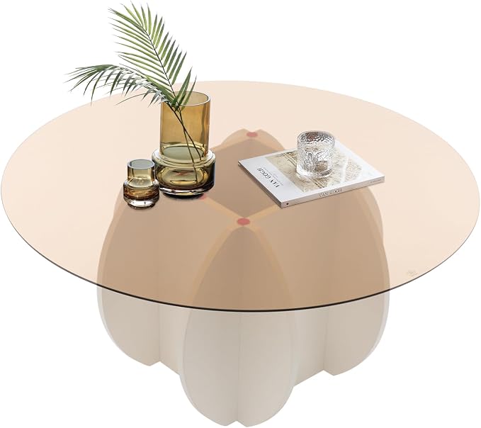 Round Glass Coffee Table for Living Room by Unknown